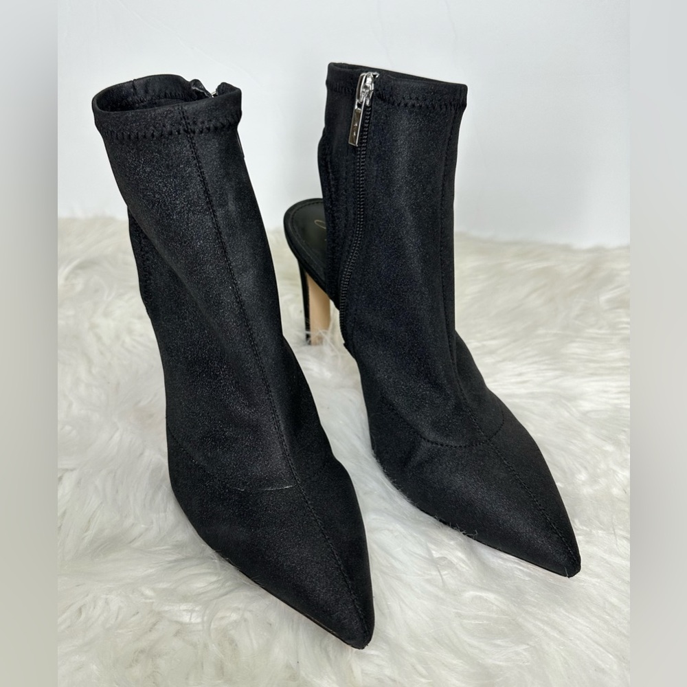 Jewel Badgley Mischka Sondra Open Heel Pointy Toe Booties.  EUC!